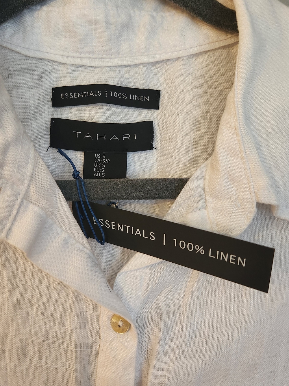 Tahari Linen Button-Down Tunic - White - Picture 6 of 7